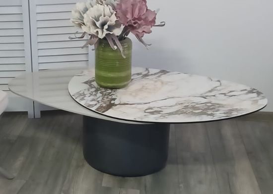 Стол кофейный NIKLAS TL-312 испанская керамика, стекло / МДФ окраш. /темно-серый МДФ каркас