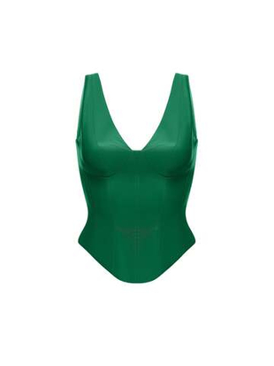 Удлиненный топ из эко-кожи с отстрочками