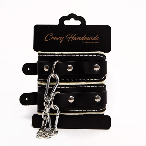 Наручники Crazy Handmade черные скругленные с мягкой подкладкой