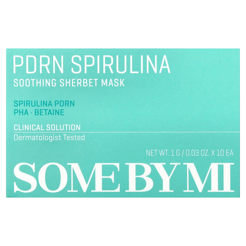 SOME BY MI, BDRN, спирулина, успокаивающая маска для лица с щербетом, 10 шт. по 1 г (0,03 унции)