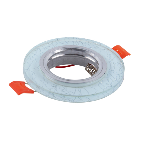 DLS-L208 GU5.3 CHROME/WHITE Светильник декоративный встраиваемый, серия Luciole. Без лампы. Доп.подсветка 3Вт. Металл, цвет хром. Отделка стекло белое