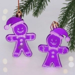 Елочные игрушки «Пряничный человечек» 8 см (набор 2 шт), Фиолетовый