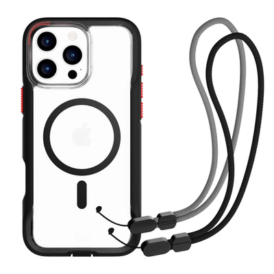 Прозрачный чехол MagSafe с двумя ремешками Tech21 EvoPro для iPhone 16 Pro Max Гибридный чехол с повышенным уровнем защиты при падении