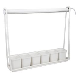 ULT-P56-10W-SPSB IP20 MARBLE ECONOM Набор Минисад. светильник для растений светодиодный с подставкой. Спектр для рассады и цветения. 6 кашпо в-к. мраморные. TM Uniel