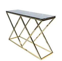 Консоль Triangles 120х74 см, черный мрамор, золото