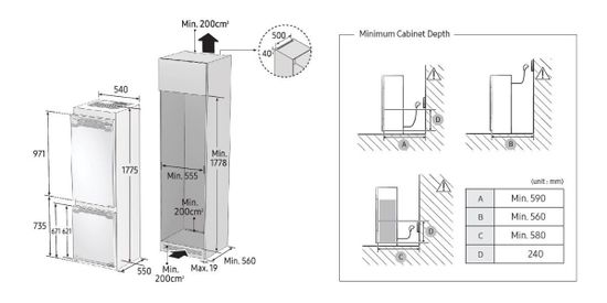 Встраиваемый холодильник Samsung BRB260130WW