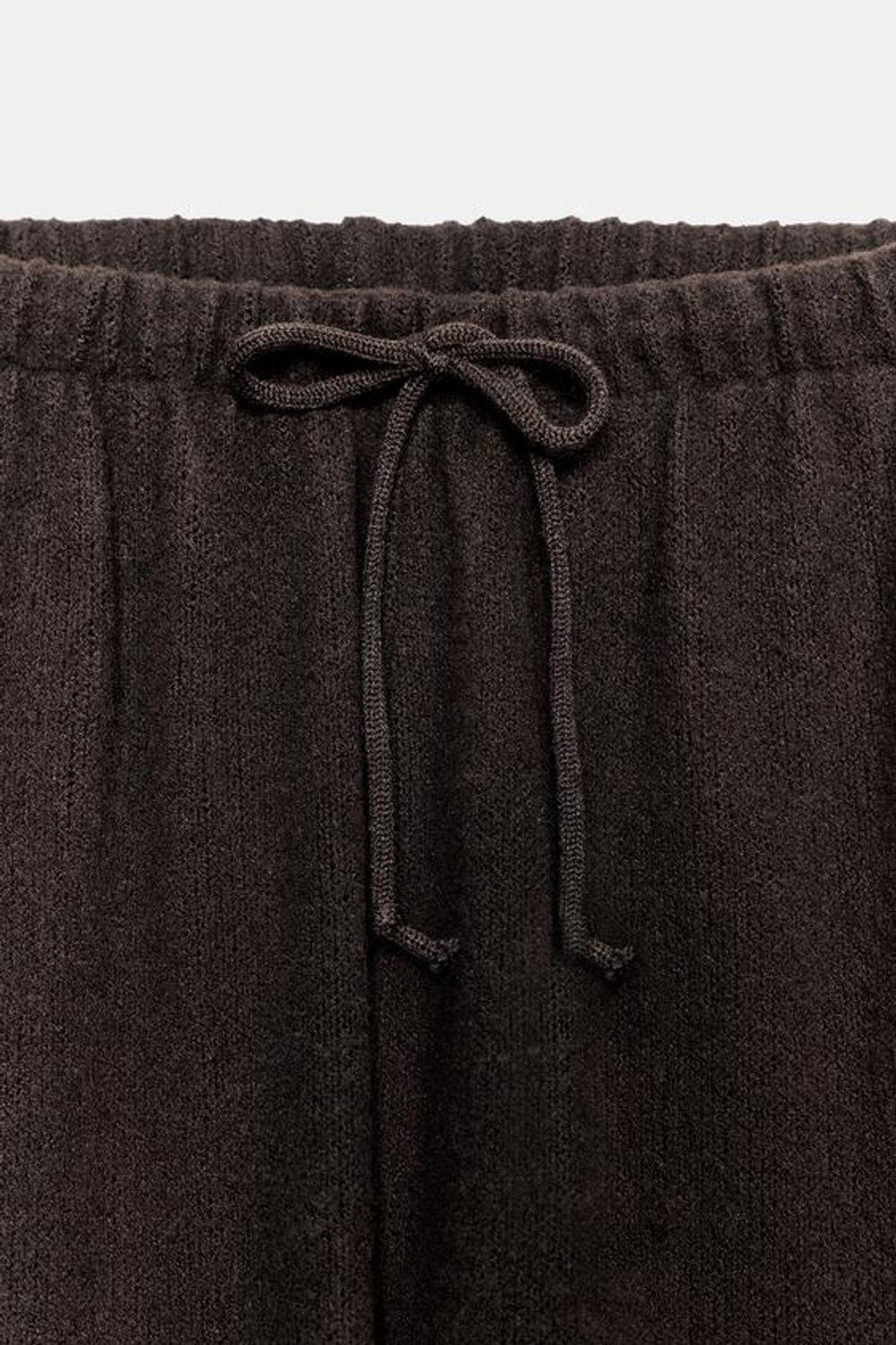 ZARA БРЮКИ WIDE-LEG ИЗ ТКАНИ С ЭФФЕКТОМ РУСТИК, ТЕМНО-КОРИЧНЕВЫЙ