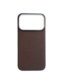 Карбоновый чехол для IPhone 17 Pro with MagSafe коричневый квадрат (Brown)