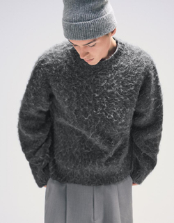 BERSHKA CВИТЕР, ТЕМНО-СЕРЫЙ