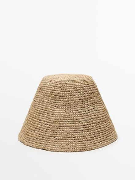Massimo Dutti Маленькая шляпа из рафии, натуральный/кремовый