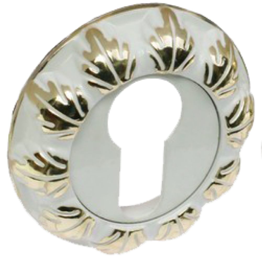 Накладка круг на цилиндр Ренц INET 10 W/GP, цвет белый/золото (гарантия - 12 месяцев)