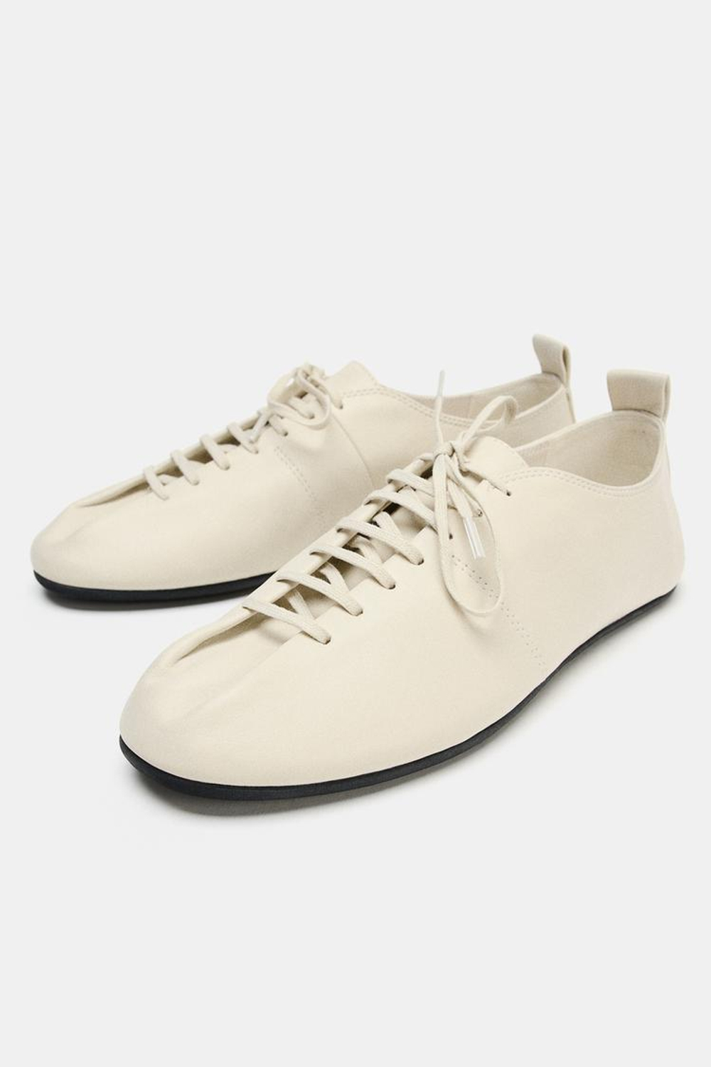 ZARA ТУФЛИ-ДЕРБИ ИЗ МЯГКОЙ КОЖИ, БЕЛЫЙ