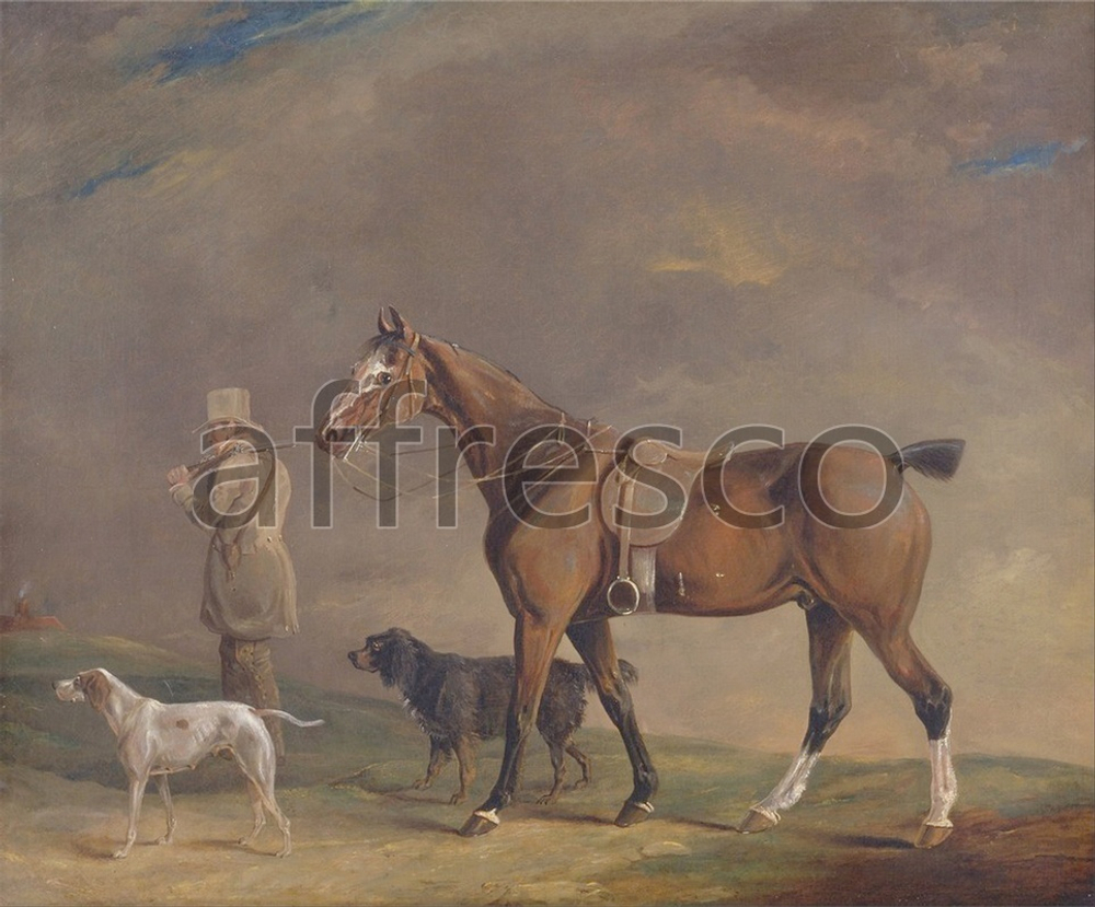 Фреска Edwin W., Cooper of Beccles A Sportsman with Shooting Pony and Gun Dogs