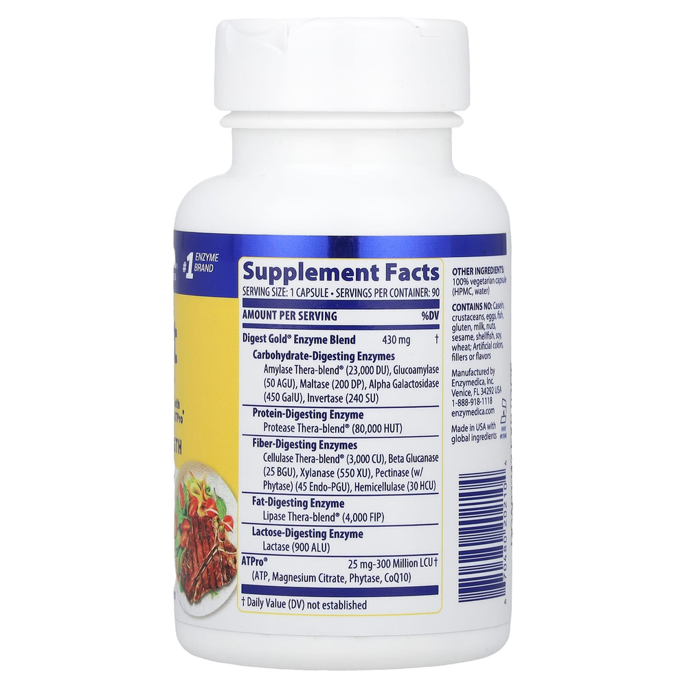 Enzymedica, Digest Gold® с ATPro®, с максимальной силой действия, 90 капсул