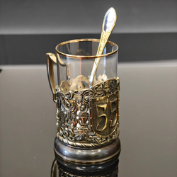 Подстаканник литье Юбилей 55 лет в подарочном футляре