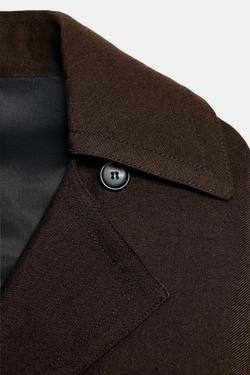 ZARA СВОБОДНЫЙ ТРЕНЧ ИЗ ШЕРСТИ ZW LIMITED EDITION, ОТТЕНКИ КОРИЧНЕВОГО