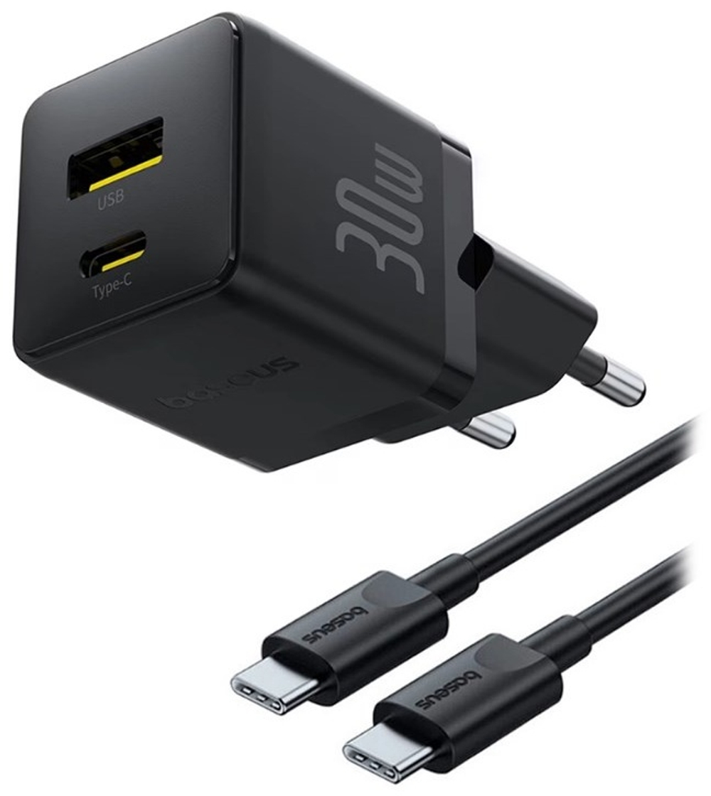 Зарядное устройство Baseus Palm C+U CCZC30UE USB Type-C, USB 30 Вт черный