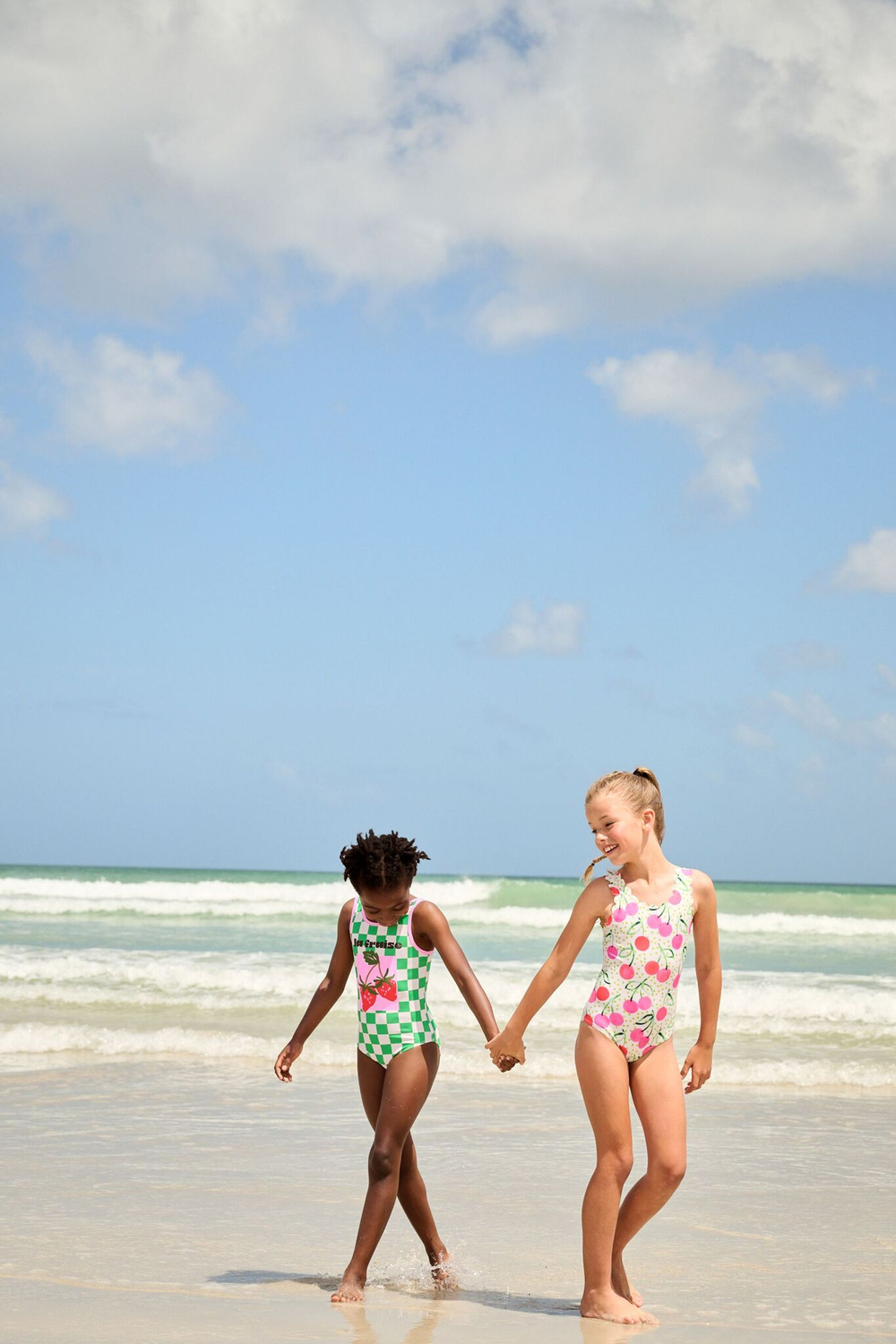 Купальник слитный для девочки Next E76-801, Розовый, Салатовый