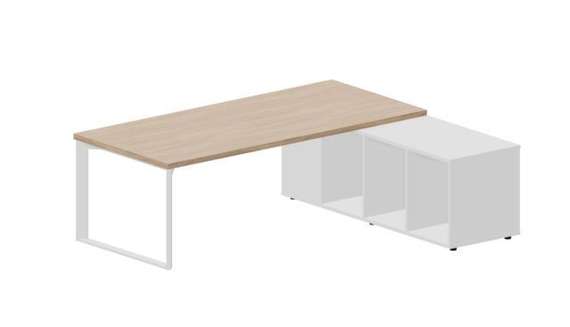 Стол Fortum на опорной сервисной тумбе (правый) 220(+0/15/30)х180х74см