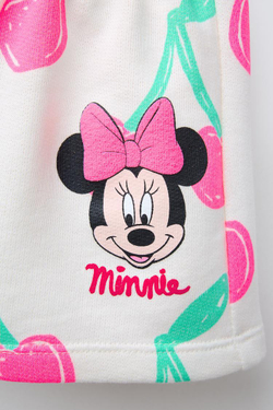ZARA ШОРТЫ-БЕРМУДЫ MINNIE MOUSE © DISNEY С ПРИНТОМ «ВИШНЯ», ЭКРЮ