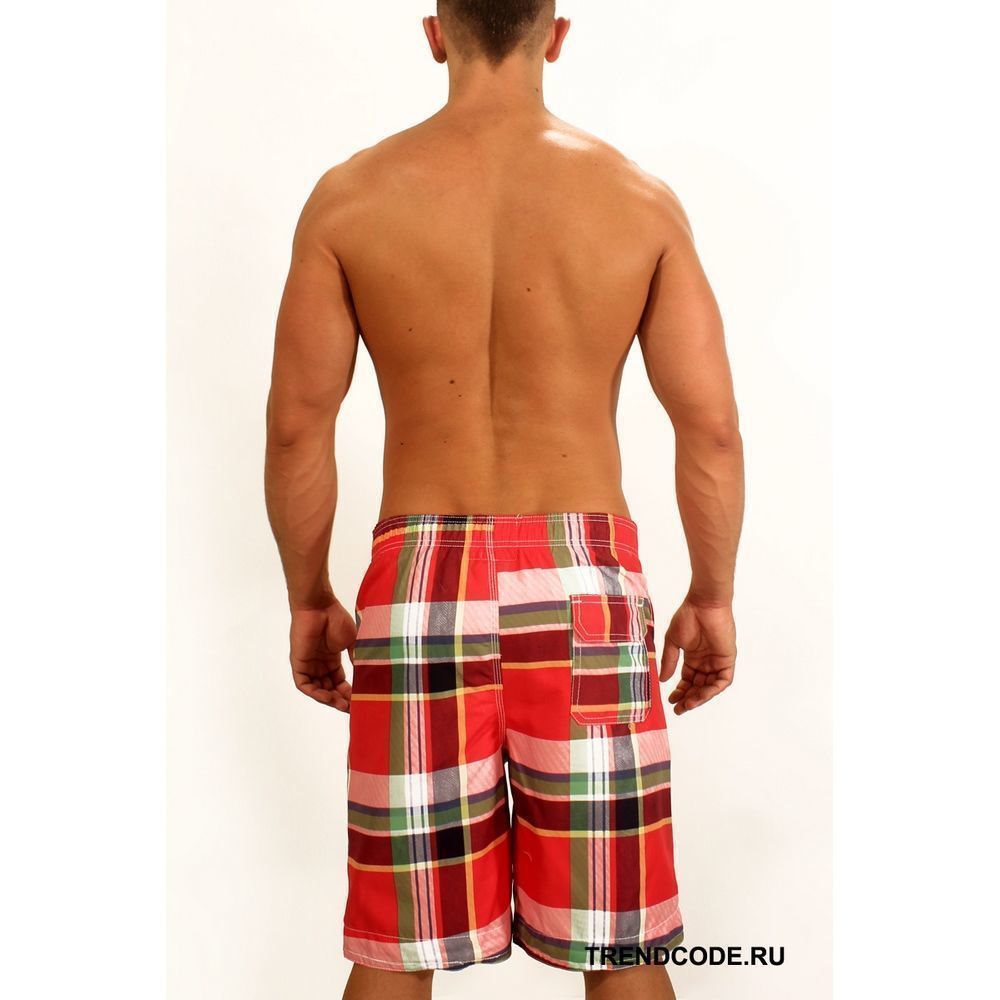 Мужские шорты пляжные клетчатые красные ABERCROMBIE&amp;FITCH 52830