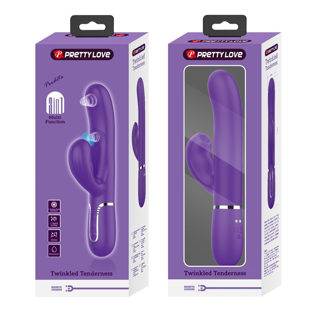 Фиолетовый вибратор-кролик с пульсацией Perdita - 22,8 см. (Цвет: фиолетовый)