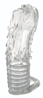 Закрытая прозрачная насадка в форме дракона с креплением-колечком - 14 см. (Цвет: прозрачный)