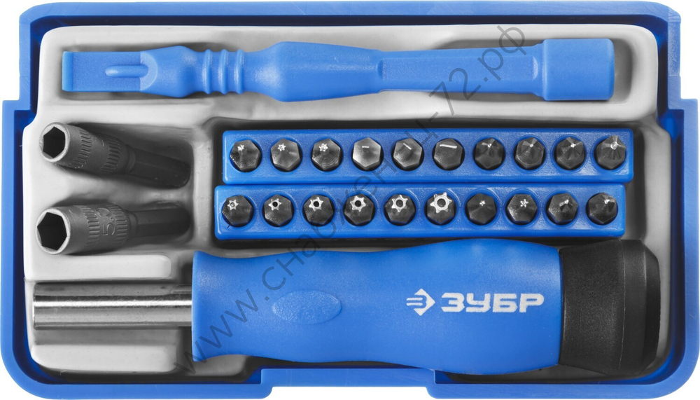 ЗУБР 24 предм., Отвертка для точных работ с насадками (25648-H24)