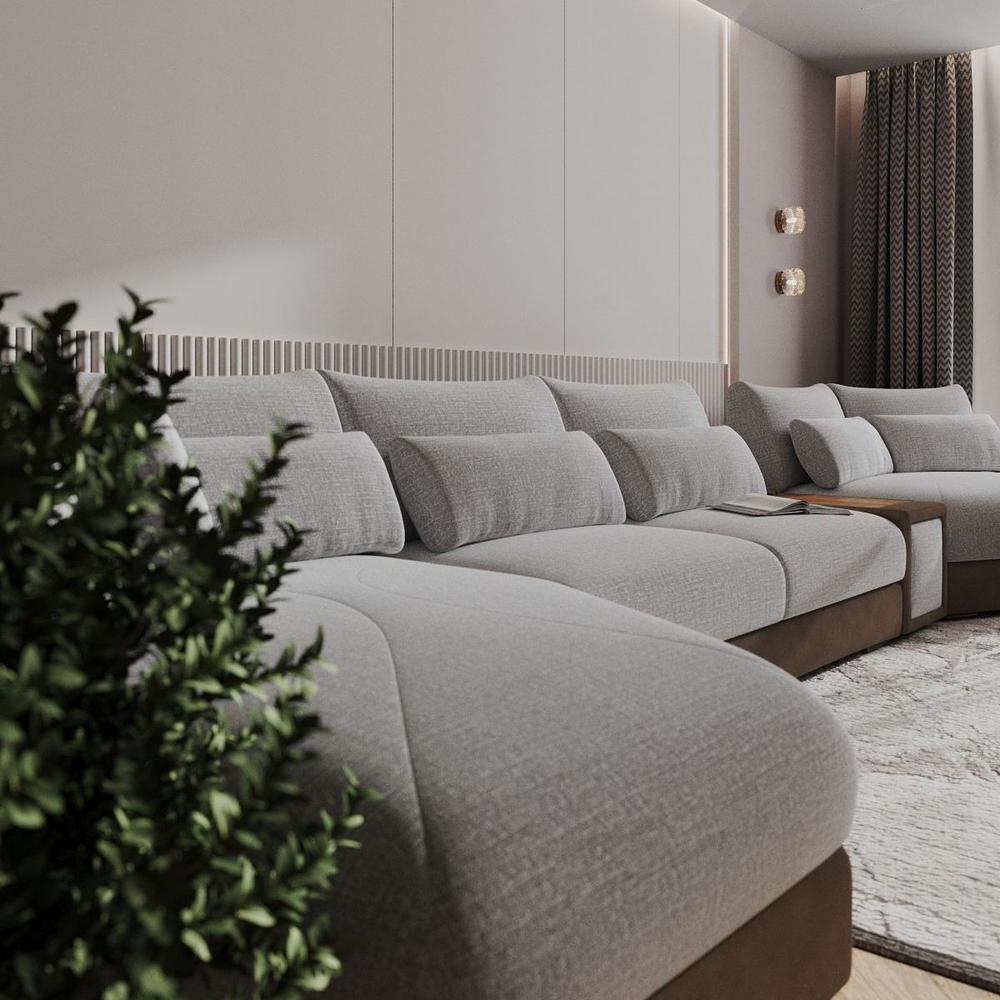 Aldo угловой модульный диван-кровать с терминальным шезлонгом, баром и столиком