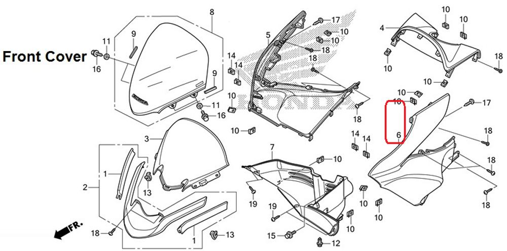 64502-KWN-902YA. COVER, L. FR. *NH436M*, Matt Black. Honda PCX.