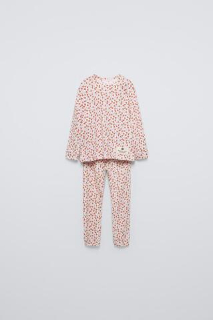 ZARA ПИЖАМА С ЦВЕТОЧНЫМ ПРИНТОМ, КОРАЛЛОВЫЙ