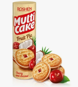 Печенье-сэндвич Roshen Multicake с начинкой вишня-крем, 195 г