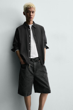 ZARA ШОРТЫ BAGGY FIT, УГОЛЬНЫЙ