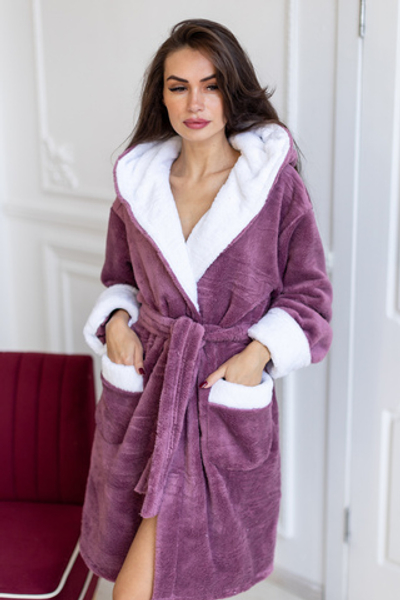 Халат махровый домашний с капюшоном
