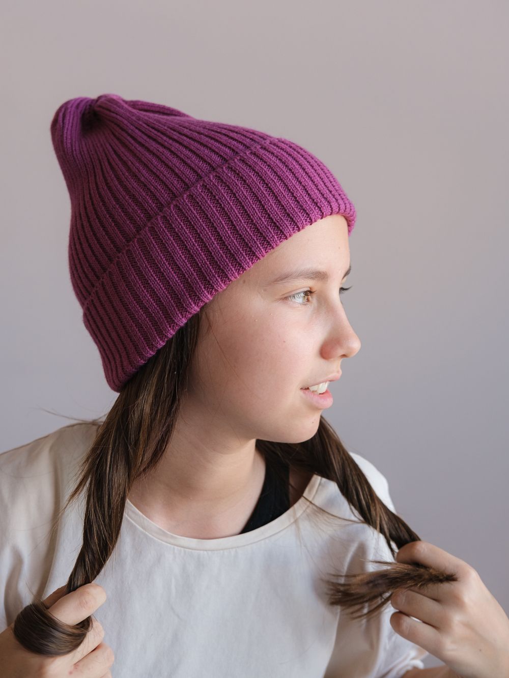 Шапка вязаная-резинка весенняя/осенняя КЭП(Брусника)