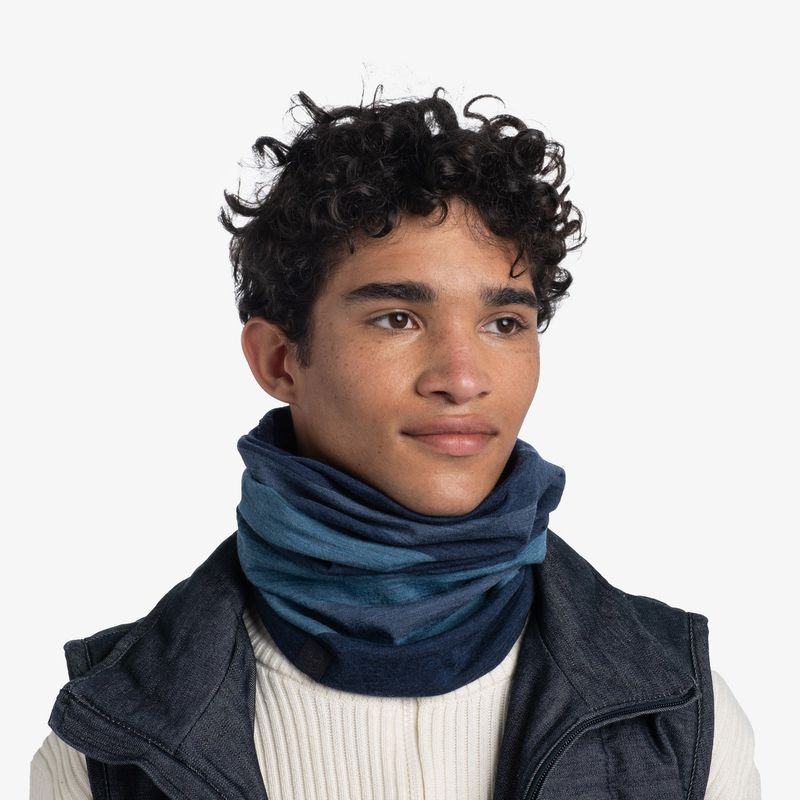 Тонкий шерстяной шарф-труба Buff Wool Move lightweight Denim Фото 5