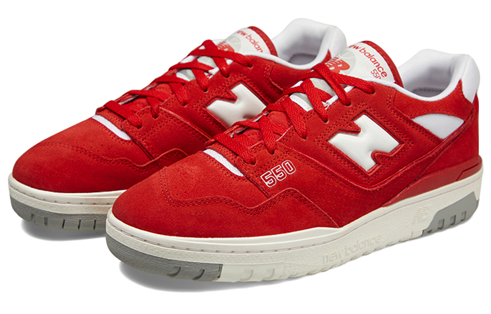 New Balance NB 550 cowhide non-slip wear-resistant low-cut retro basketball shoes for men and women the same style red