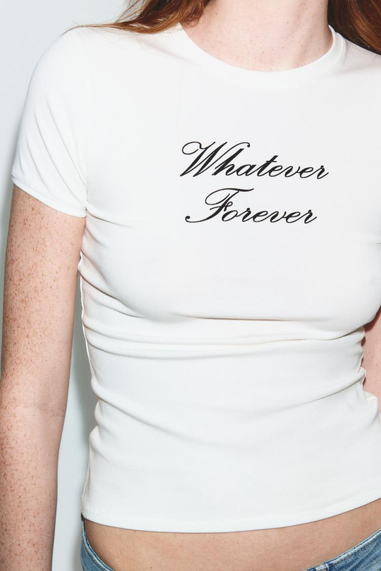 ZARA ФУТБОЛКА С НАДПИСЬЮ, БЕЛЫЙ