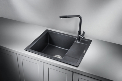 Granula 6002, ШВАРЦ (чёрный металлик), кухонная мойка, кварц