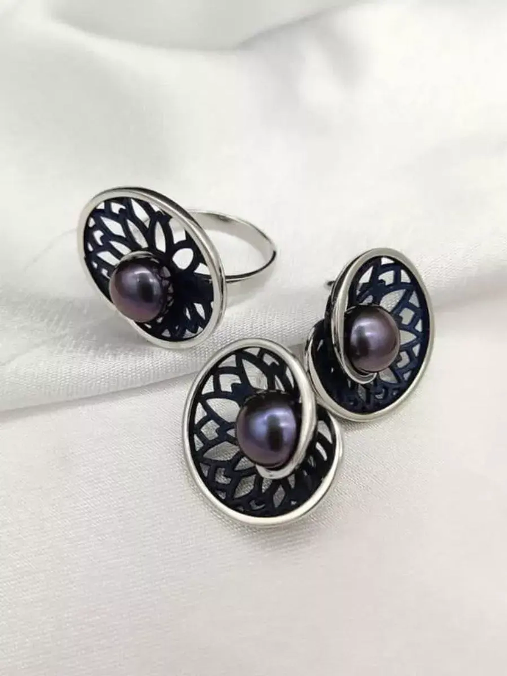 Кольцо серебро 925 жемчуг