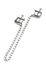 Серебристые зажимы для сосков Theatre с цепочкой (Цвет: серебристый)