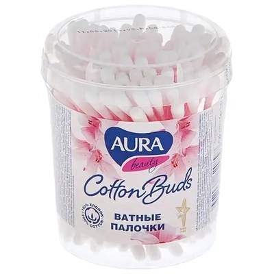 Ватные палочки AURA Beauty 100шт стакан