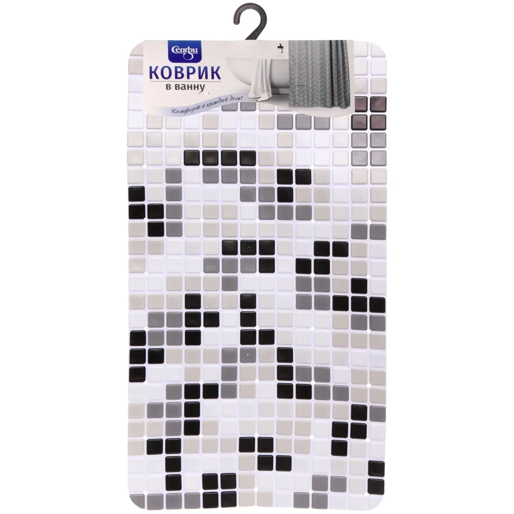 Коврик в ванну 64х34"Орегон» серо-черный