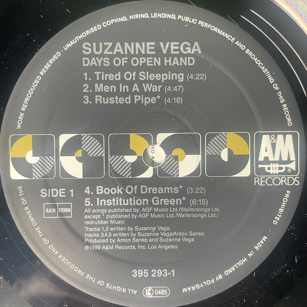 Suzanne Vega - Days Of Open Hand (Голландия 1990г.)