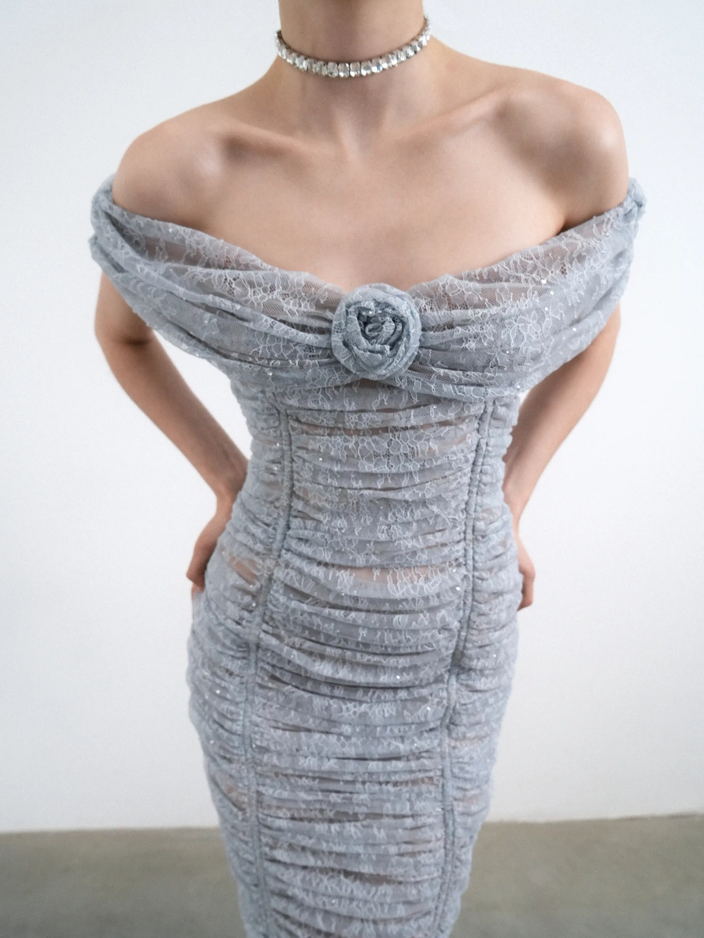 Фиби миди (Fibi midi), платье миди из голубого кружева