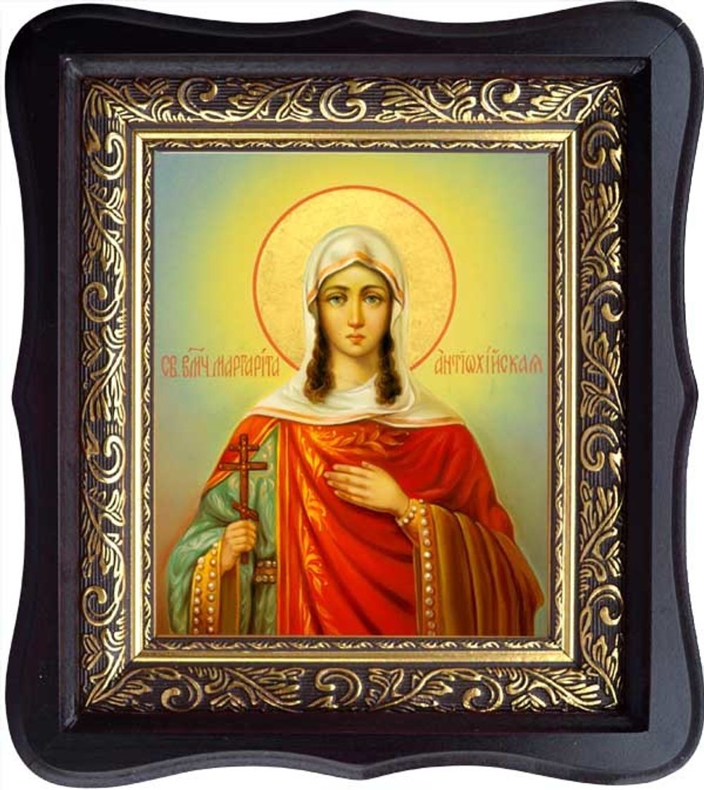 Маргарита (Марина) Антиохийская великомученица. Икона на холсте в киоте