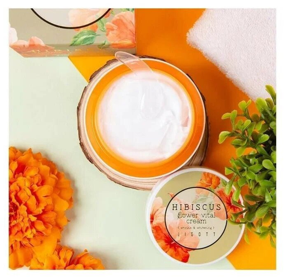 JIGOTT HIBISCUS FLOWER VITAL CREAM Крем для лица с экстрактом гибискуса