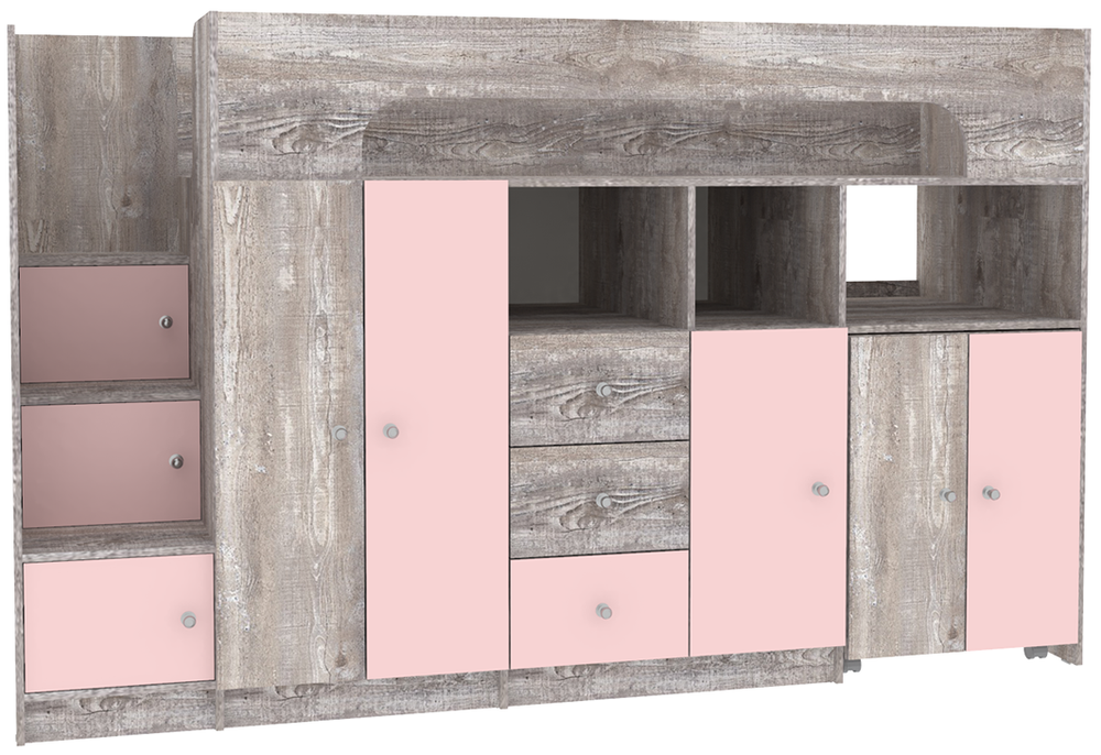 Кровать-чердак КарИВи Астра 11 Бетон Розовый