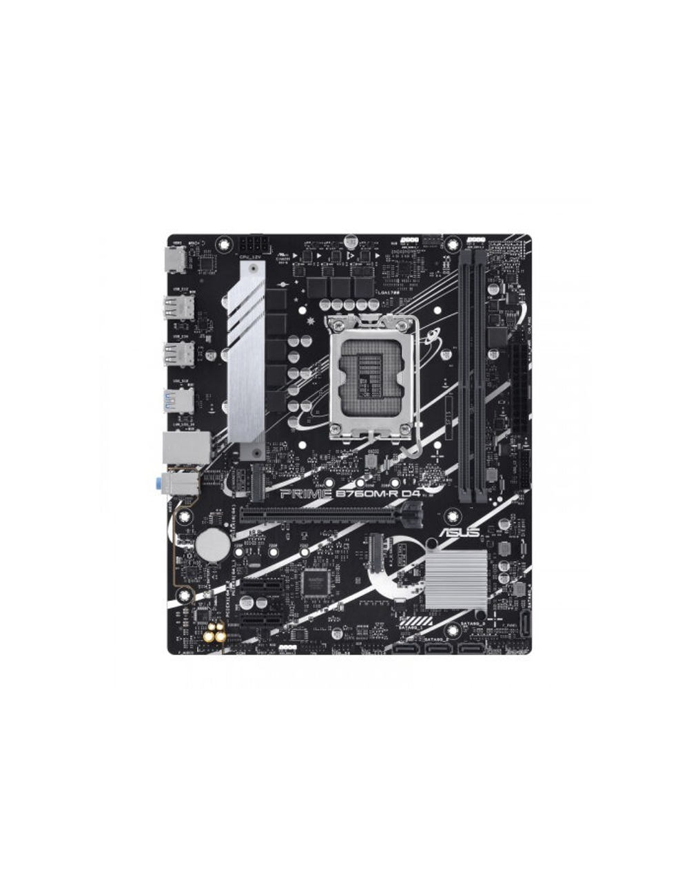 Материнская плата ASUS PRIME B760M-R D4, LGA1700, B760, 2*DDR4, 4*SATA, 2*M.2, 4*USB 3.2, 4*USB 2.0, 1*PCIx16, 2*PCIx1, HDMI, mATX; 90MB1HA0-M0EAY0