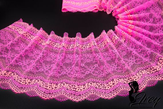 03-230 Кружево эластичное 22 см, ярко-розовый/коралл